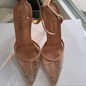 Lulus size 7.5 rhinestone clear heels